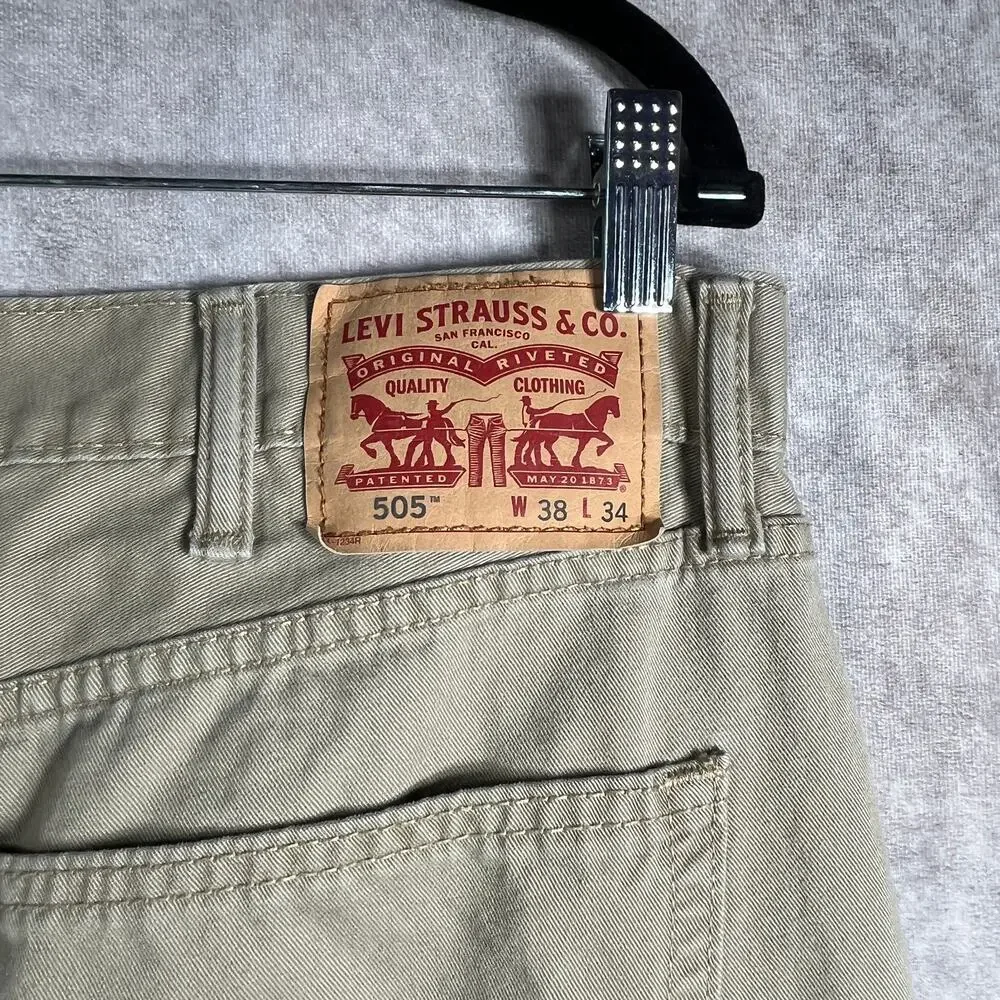Levi's 505 Pants Mens Size 38X34‎ Brown Denim Regular Fit Straight Leg Casual